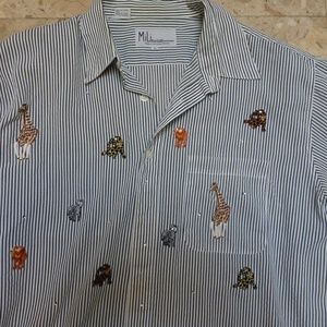 MILI JUNGLE animal print striped blue blou…